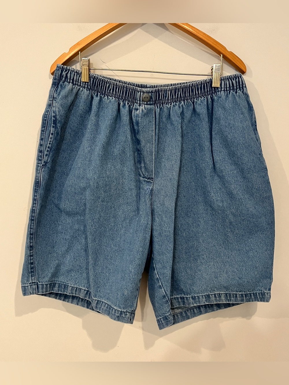 Vintage Mainstreet Blues Plus Size Denim Bermuda Shorts Elastic Waist 90s